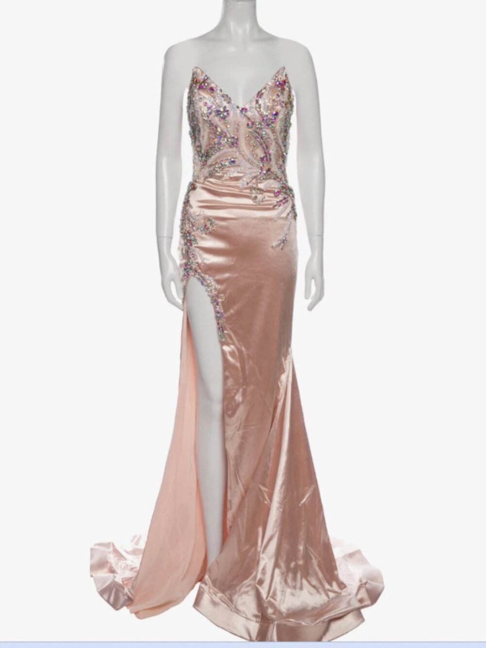 Portia and Scarlett PS24689 prom gown pageant slit strapless beaded 8 sequin